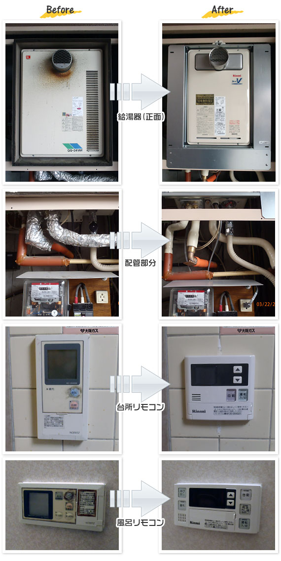 大阪府摂津市 H様(マンション)給湯器交換工事事例