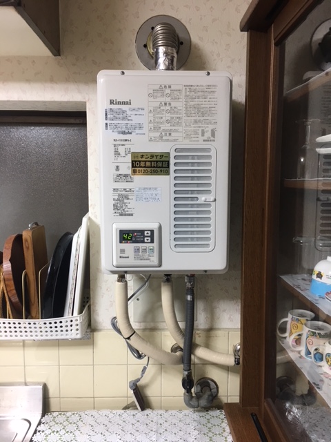 大阪府東大阪市 M様 リンナイ給湯器 RUX-V1615SWFA-E 16号オートストップ給湯専用給湯器 交換後