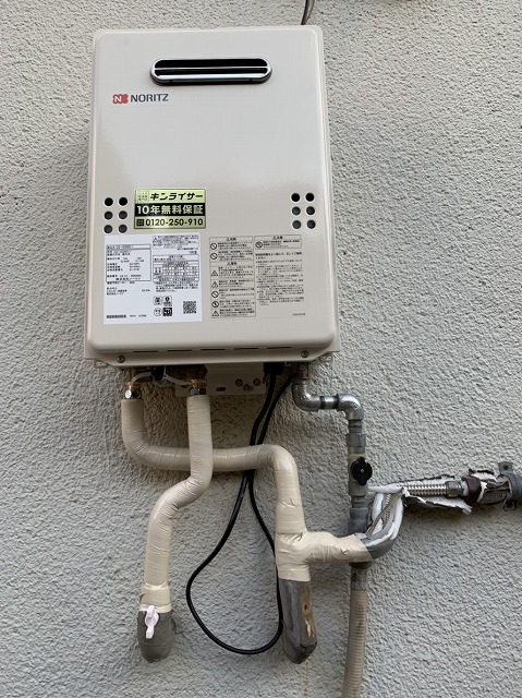大阪府松原市 U様 ノーリツ給湯器 GQ-1639WS-1 BL 16号オートストップ給湯専用給湯器 交換工事 交換後
