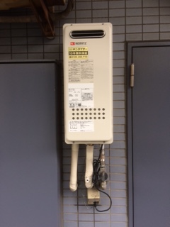 東京都大田区 Ｋ様 都市ガス ノーリツ給湯器  GQ-1628WS　BL 16号オートストップ給湯専用給湯器 交換工事 交換後