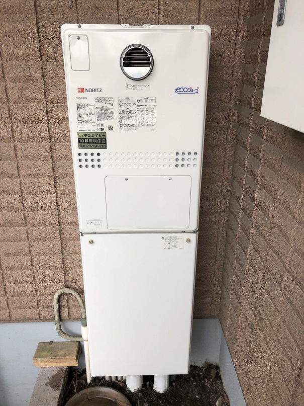 東京都多摩市 Ｋ様 都市ガス ノーリツエコジョーズ GTH-C2450SAW3H-1 BL 24号シンプル（オート）給湯暖房給湯器 交換工事 交換後