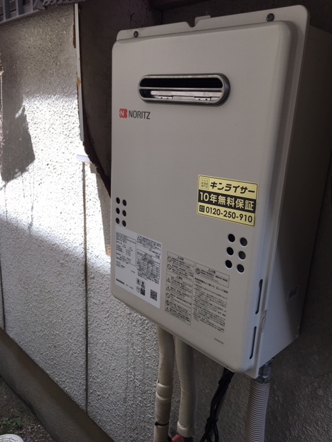 和歌山県和歌山市 Ｔ様 都市ガス ノーリツ給湯器 GQ-1639WS-1 BL 16号オートストップ給湯専用給湯器 交換工事 交換後