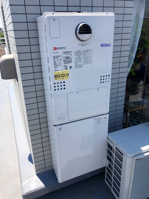 東京都目黒区 H様 都市ガス ノーリツエコジョーズ GTH-C2450SAW3H-1 BL 24号シンプル（オート）給湯暖房給湯器 交換工事 交換後