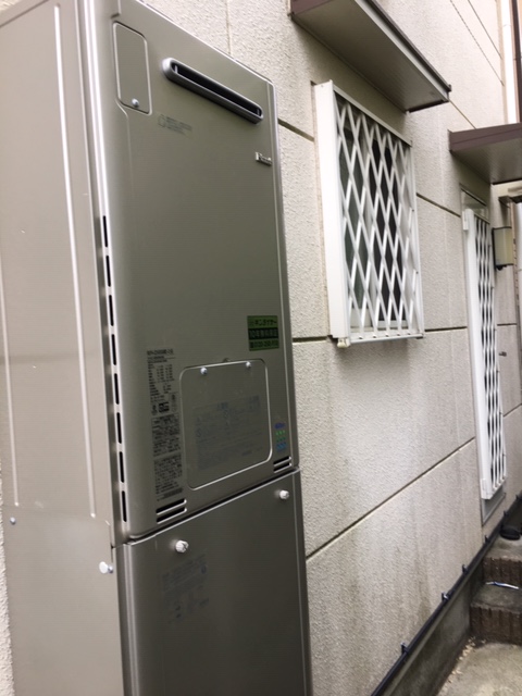奈良県香芝市 Ｋ様 都市ガス リンナイエコジョーズ RUFH-E2405SAW2-3(A) 24号オート給湯暖房給湯器 交換工事 交換後