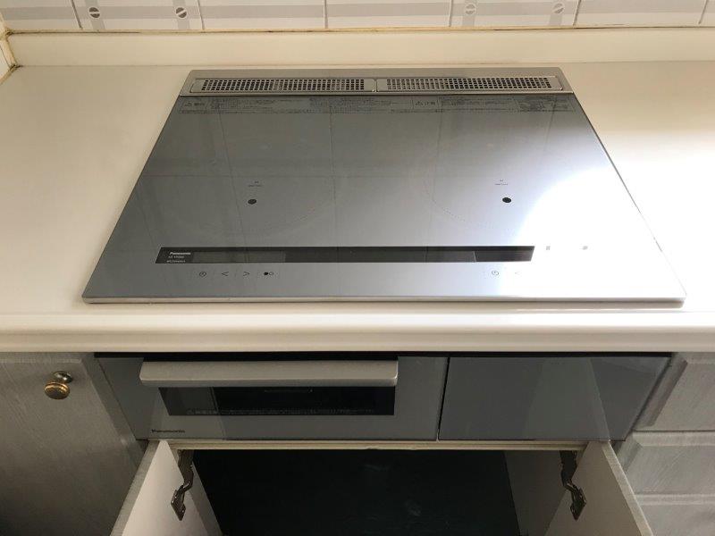 兵庫県宝塚市 Ｋ様 パナソニックビルトインIHクッキングヒーター KZ-YP26S W600タイプ（IHｘ2) 交換工事 交換後