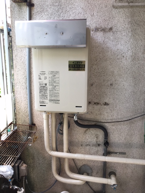 兵庫県尼崎市 Ｙ様 都市ガス リンナイ給湯器 RUJ-A1610W 16号高温水供給式給湯器 交換工事 交換後