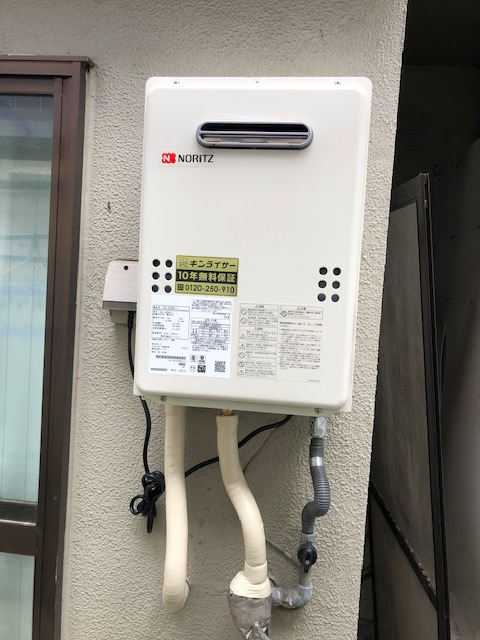 兵庫県神戸市中央区 Ｋ様 都市ガス ノーリツ給湯器 GQ-1639WS-1 BL 16号オートストップ給湯専用給湯器 交換工事 交換後