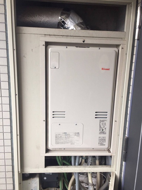東京都江東区 E様 都市ガス リンナイ給湯器 RUFH-A2400SAU2-3 24号オート給湯暖房給湯器 交換工事 交換後