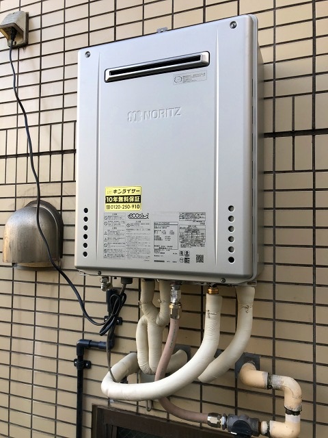 東京都世田谷区 M様 都市ガス ノーリツエコジョーズ GT-C1662SAWX BL 16号オート追焚付給湯器 交換工事 交換後