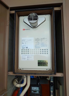 大阪府和泉市 Ｋ様 都市ガス ノーリツ給湯器 GQ-2427AWX-T-DX BL 24号高温水供給式給湯器 交換工事 交換後