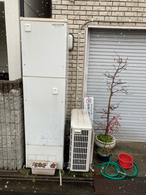 京都府京都市中京区 Ｔ様 日立エコキュート BHP-F46SD 460L角型フルオート 交換工事 交換前