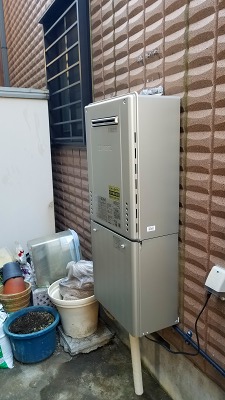 大阪府寝屋川市 Ｉ様 都市ガス ノーリツエコジョーズ GT-C2462AWX BL 24号スタンダード（フルオート）追焚付給湯器 交換工事 交換後