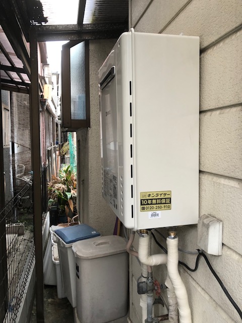 大阪府門真市 W様 LPガス（プロパン） ノーリツ給湯器 GT-1660SAWX-1 BL 20A LPG 16号オート追焚付給湯器 交換工事 交換後