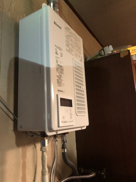 奈良県奈良市 M様 都市ガス リンナイ給湯器 RUX-V1615SWFA(A)-E 16号オートストップ給湯専用給湯器 交換工事 交換後