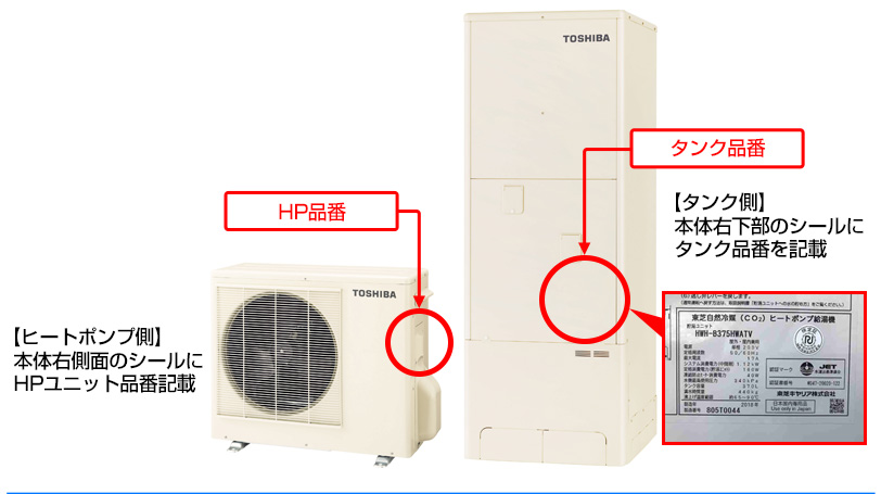東芝エコキュート品番記載位置
