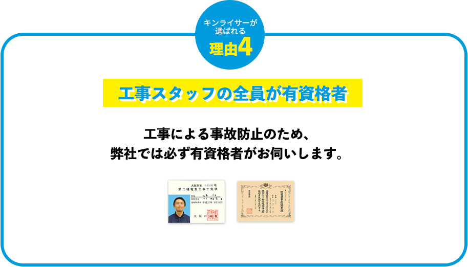 理由4：工事スタッフの全員が有資格者