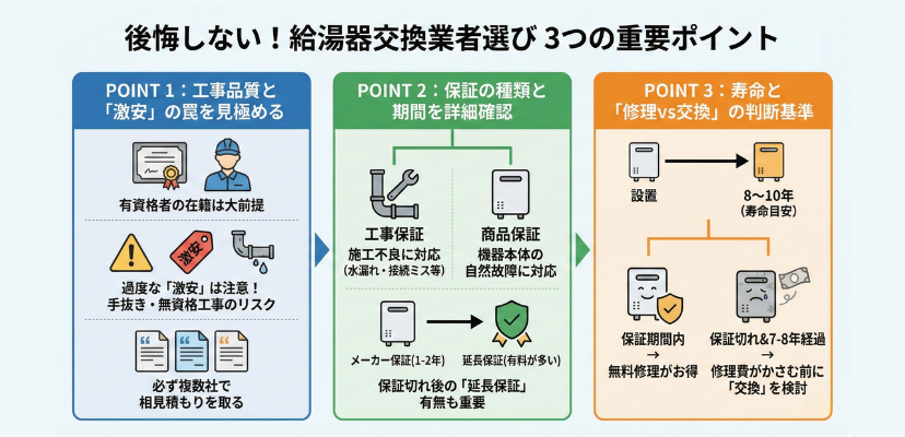 給湯器交換をどこに頼むか決めるポイント